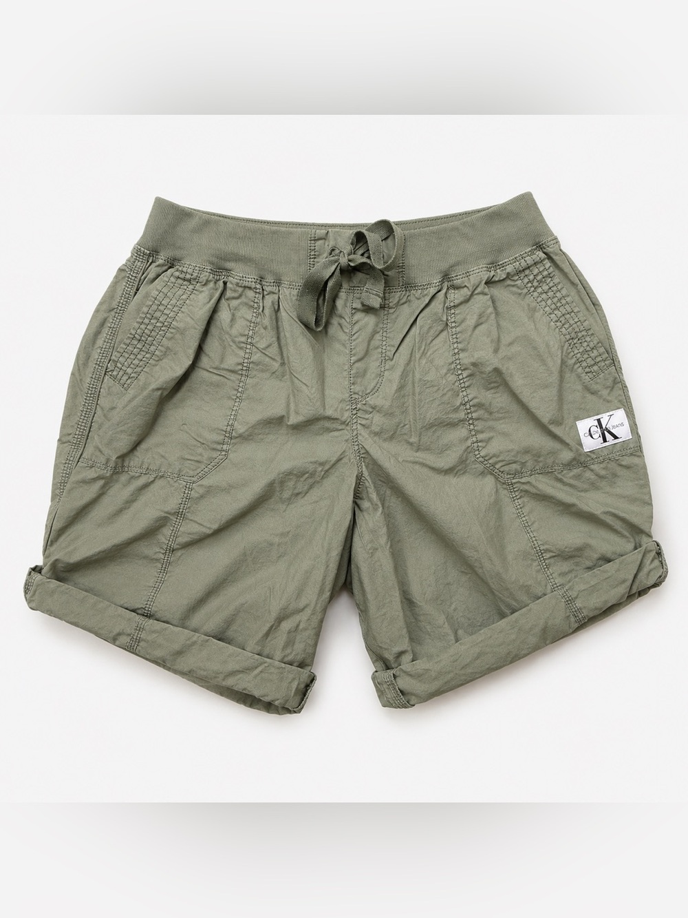 Calvin Klein Jeans Olive Green Drawstring Bermuda Shorts